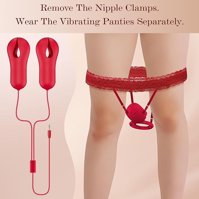 Nipple Clamps Vibrating Panties - Wireless Remote Control Personal Massager with 10 Vibration Modes