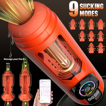 Heating Male Masturbator Penis Pump, Upgrade 5 in 1 Male Sex Toys for Men, AI Interaction APP Control with 9 Vibrating & Licking & Thrusting & Suck Modes