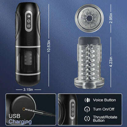 Superbuyg™ 7 Thrusting 7 Rotating Male Masturbator With Lifelike 3D Channel,Star-starring identical mold production [free of tax]【❤️Discreet Shipping】
