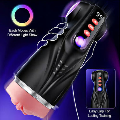 Co-branded: 3 Sleeves Pocket Pussy Penis Pump with 9 Sucking & 9 Vibrating Male Masturbator