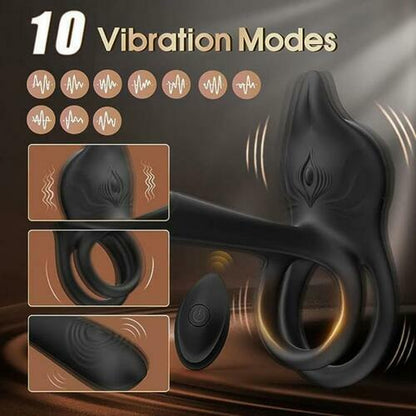 3 in 1 Cock Ring Vibrator, 10 Vibration G Spot and Clitoris Stimulator, Erection Couple Vibrator