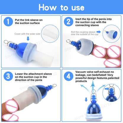 Penis Enlargement Set With Hanger, Belt, Stretcher, Vacuum Pump, And Masturbator For Men'S Sexual Enhancement