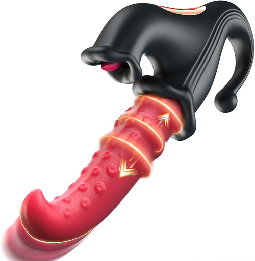 Sexoralab4-in-1 G-Spot Vibrator with 10 Sliding Ring, Vibrating, Thrusting & Licking Modes