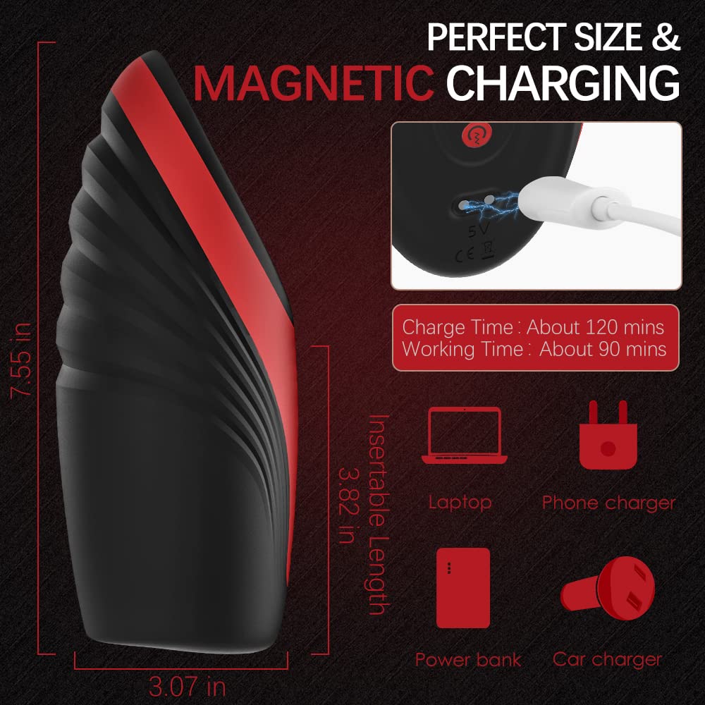 107℉ Male Masturbator Stroking Toys with 9 Vibrating & 6 Squeezing Modes