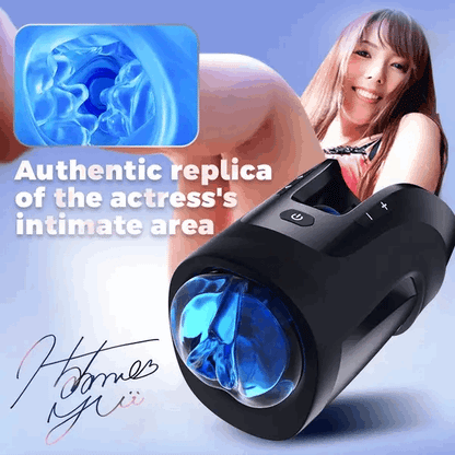 Leten Cannon King Mini 3D Fleshy Telescopic Vibrating Automatic Male Masturbator Blowjob Stroker