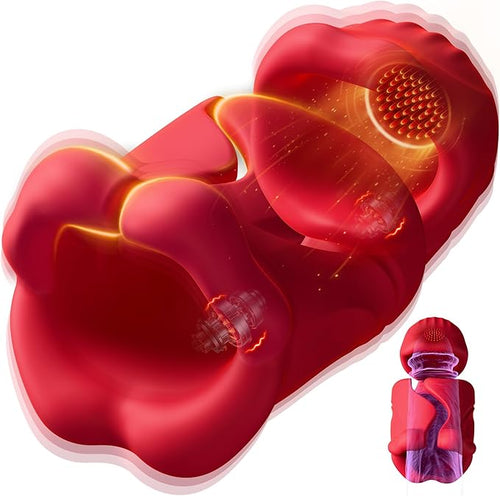 SexoralabDual Lip Grip Trainer Men Sex Toy with 9 Vibration Modes, 360° Full-Surround Blowjob Penis Vibrator