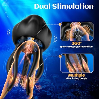 Male Vibrator - 10 Vibration Modes & Tentacle Stroker for Penis & Nipple Stimulation