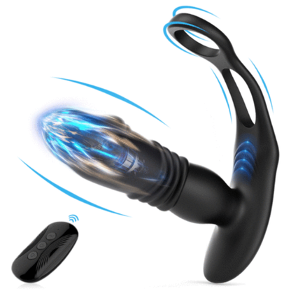 3 Thrusting & 12 Vibrating Cock Rings Prostate Massager