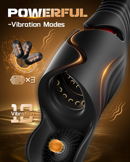 4-in-1 Male Glans Licking Exerciser with 10 Vibration and Licking Modes