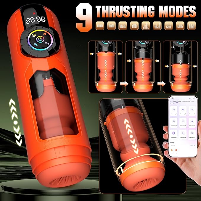 Heating Male Masturbator Penis Pump, Upgrade 5 in 1 Male Sex Toys for Men, AI Interaction APP Control with 9 Vibrating & Licking & Thrusting & Suck Modes