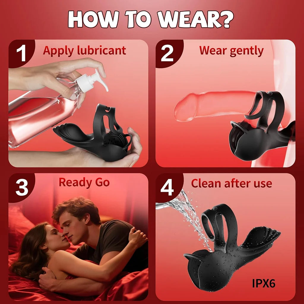 Vibrating Penis Ring with 9 Vibration Modes & 3 Heating Settings – 360° Testicle & Perineum Stimulator