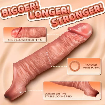 APP Controlled 9 Vibrating Penis Extender Sleeve With Cock Ring