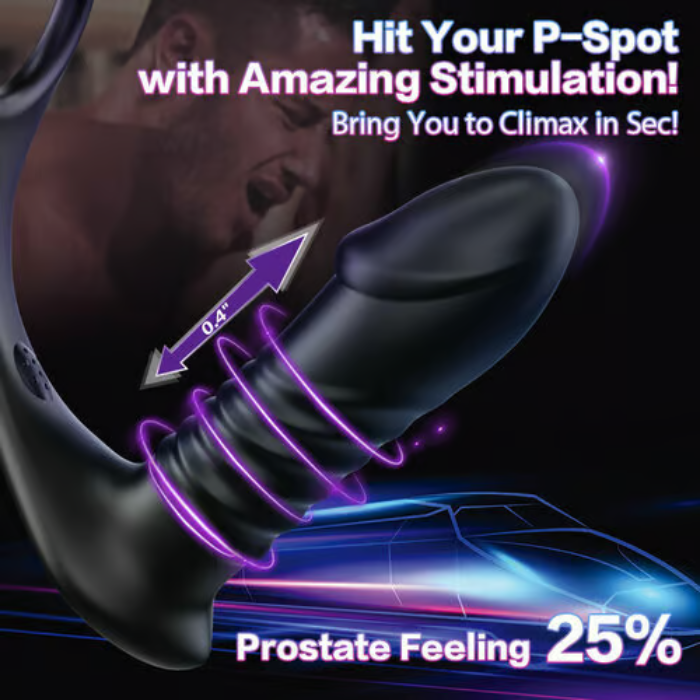 10 Vibrating 3 Thrusting Remote Control Anal Vibrator
