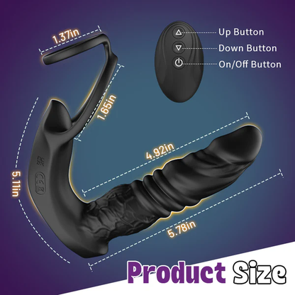 Bluetooth App Control 9 Vibrating Thrusting Dual Ring Prostate Massager