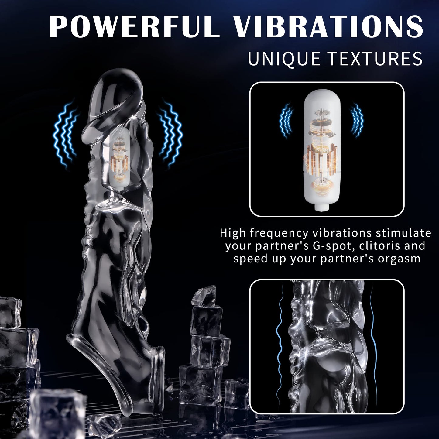 3.6 inch Clear Reusable Penis Sleeve with Vibrator Penis Ring