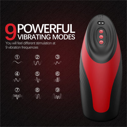 107℉ Male Masturbator Stroking Toys with 9 Vibrating & 6 Squeezing Modes