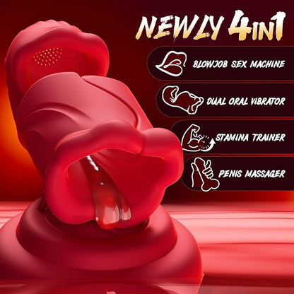 SexoralabDual Lip Grip Trainer Men Sex Toy with 9 Vibration Modes, 360° Full-Surround Blowjob Penis Vibrator