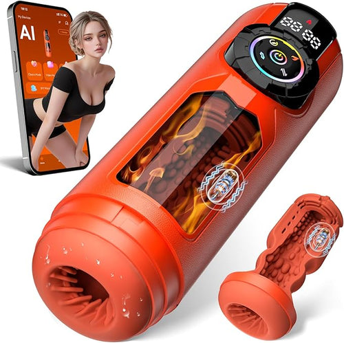 SexoralabHeating Male Masturbator Penis Pump, Upgrade 5 in 1 Male Sex Toys for Men, AI Interaction APP Control with 9 Vibrating & Licking & Thrusting & Suck Modes