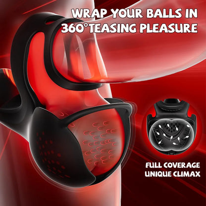 Vibrating Penis Ring with 9 Vibration Modes & 3 Heating Settings – 360° Testicle & Perineum Stimulator