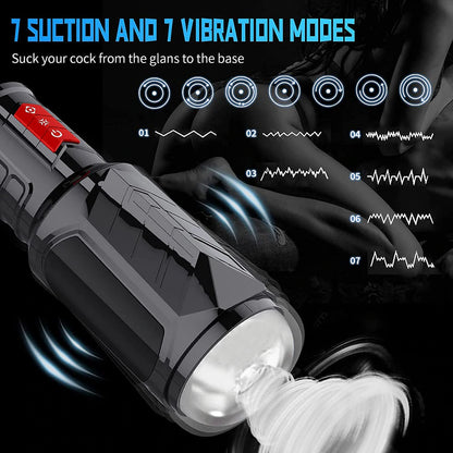 Automatic Penis Masturbation Blowjob Cup with 7 Oral-Suction & 7 Vibration Modes