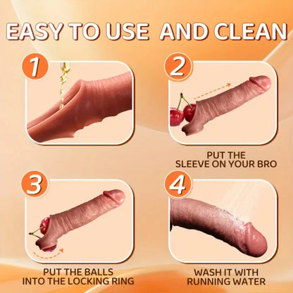 APP Controlled 9 Vibrating Penis Extender Sleeve With Cock Ring