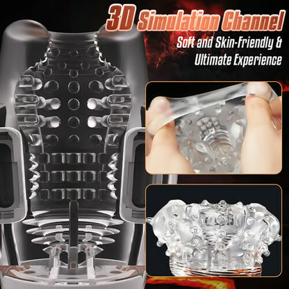Rocket Sucking & Vibrating Transparent Dual Motor Male Masturbation Cup