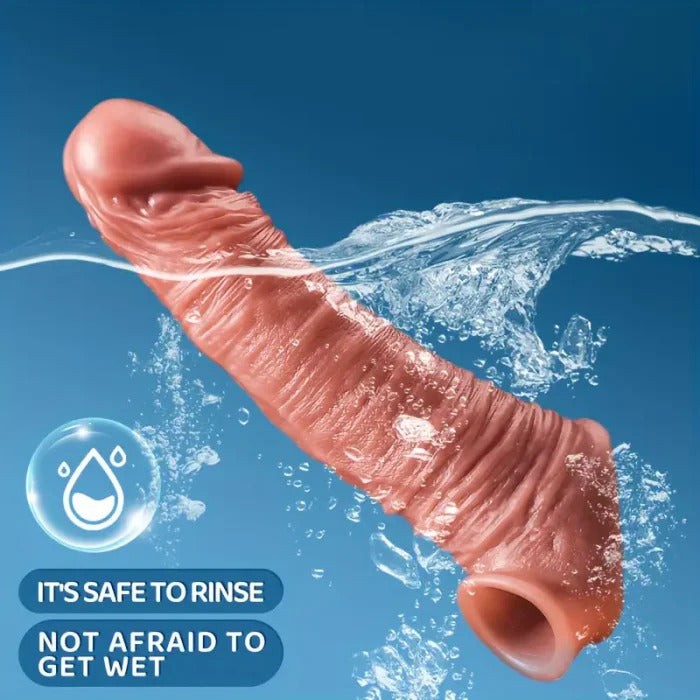 APP Controlled 9 Vibrating Penis Extender Sleeve With Cock Ring