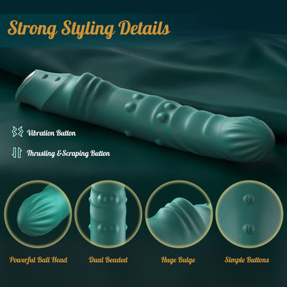3 IN 1 Telescopic G-Spot Vibrator with Beads Ring and Clit Stimulator