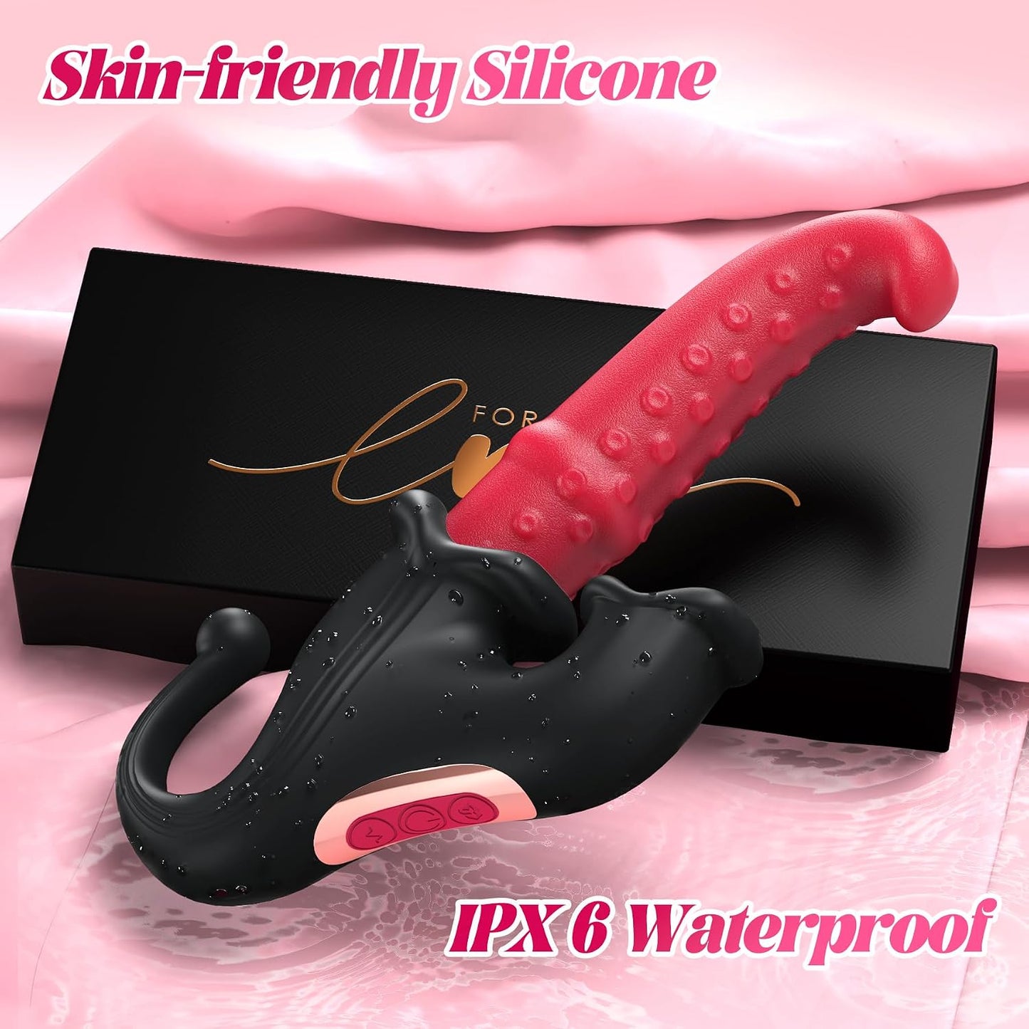 4-in-1 G-Spot Vibrator with 10 Sliding Ring, Vibrating, Thrusting & Licking Modes
