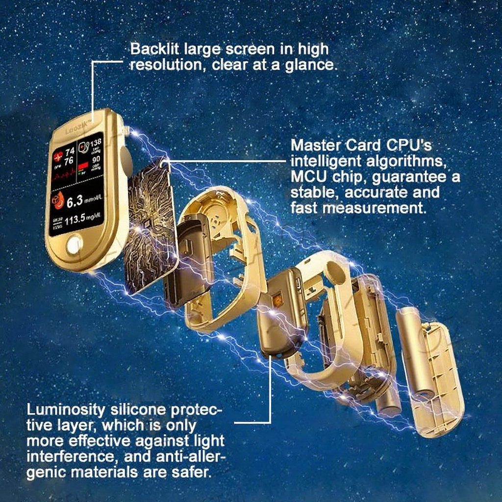 🩸Health America Subsidized Product | LaozikTM Professional 12in1 Glucose & Vital Signs Monitor-Painless, Fast, Precise& FDA-Backed(Made in California, USA)